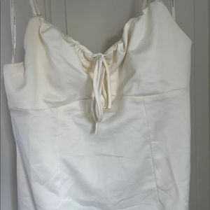 White cream satin tie front dress